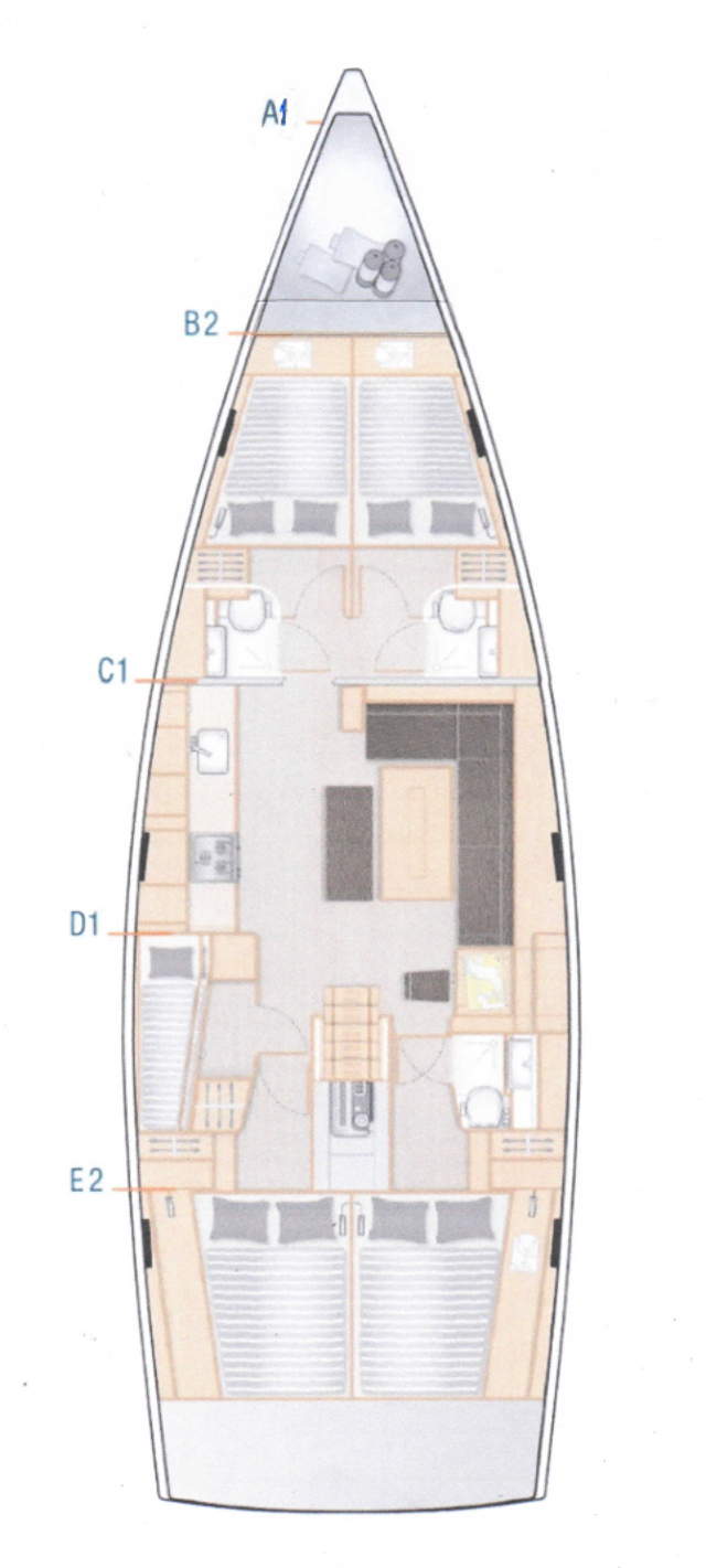 Hanse 508 - 5 cab. Hugo
