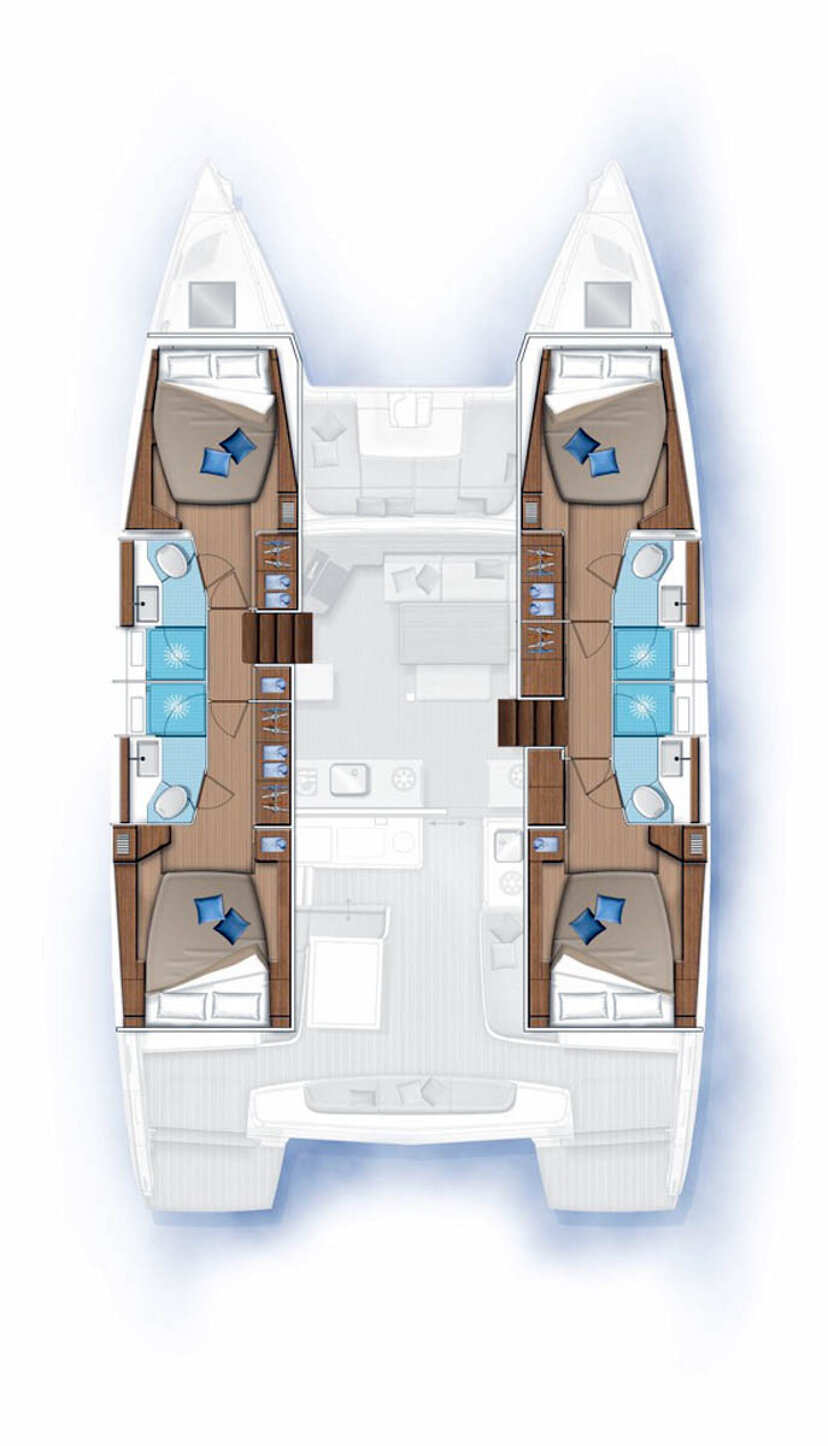 Lagoon 46 - 4 + 2 cab.  Happy Fluke