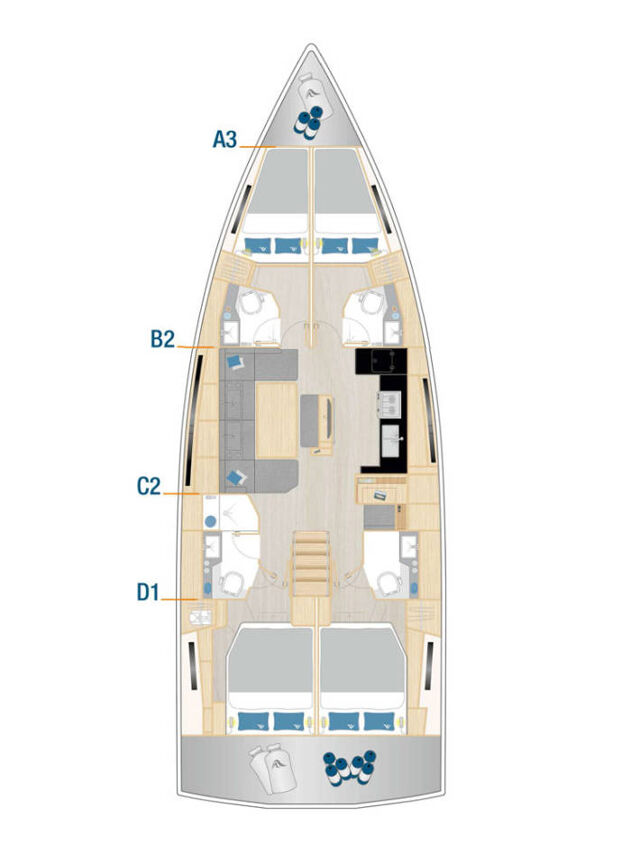 Hanse 460 - 4 cab. Fibi
