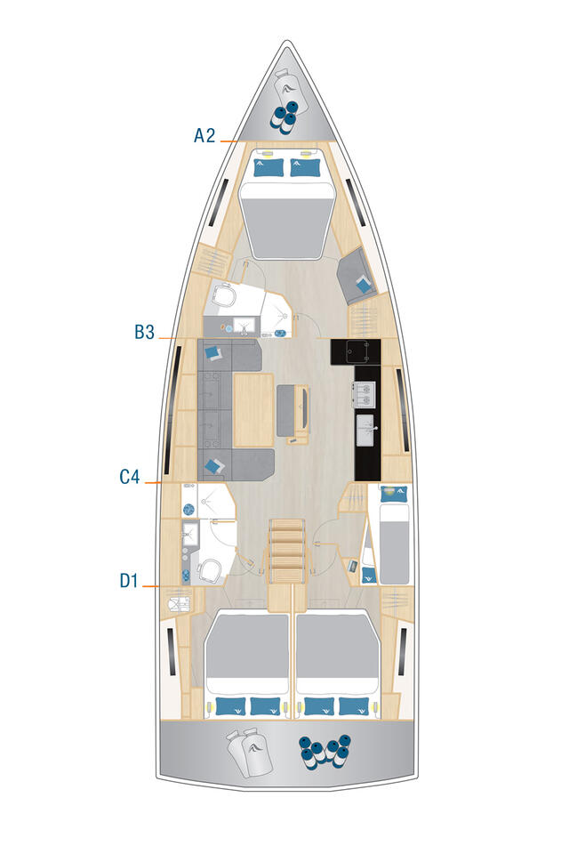 Hanse 460 - 4 cab. Binlik Owner's