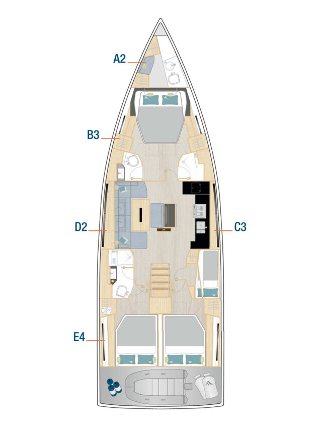 Hanse 510 - 4 + 1 cab. Amber - OW