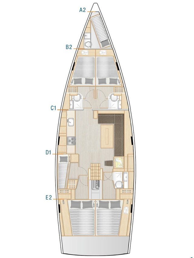 Hanse 508 - 5 + 1 cab. Hamam