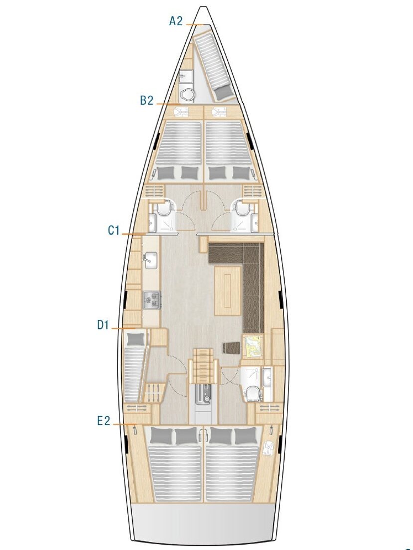 Hanse 508 - 5 + 1 cab. Hamam
