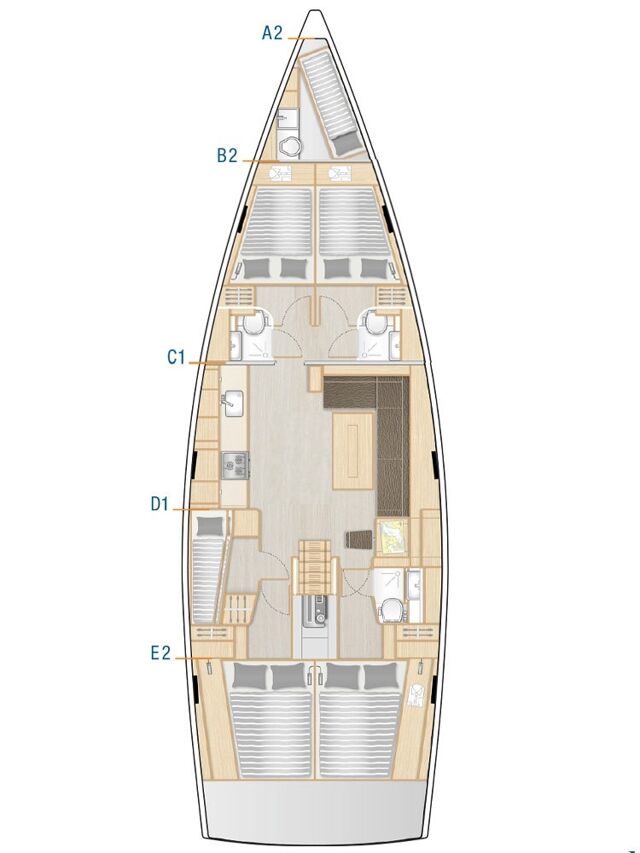 Hanse 508 - 5 + 1 cab. Hamam