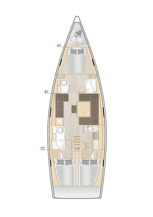 Hanse 458 - 3 cab. Terna