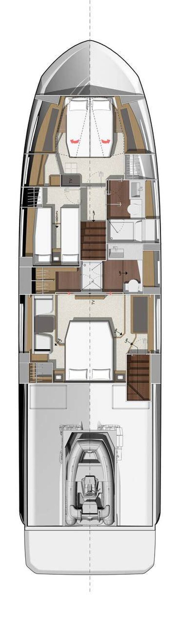 Prestige 590 Flybridge - 3 + 1 cab.	 Shaft